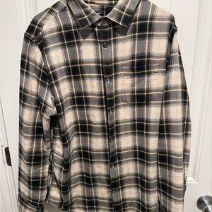 Express Black and Cream Checkered Shirt